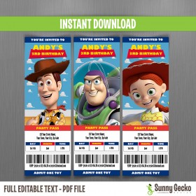 Toy Story Ticket Invitations